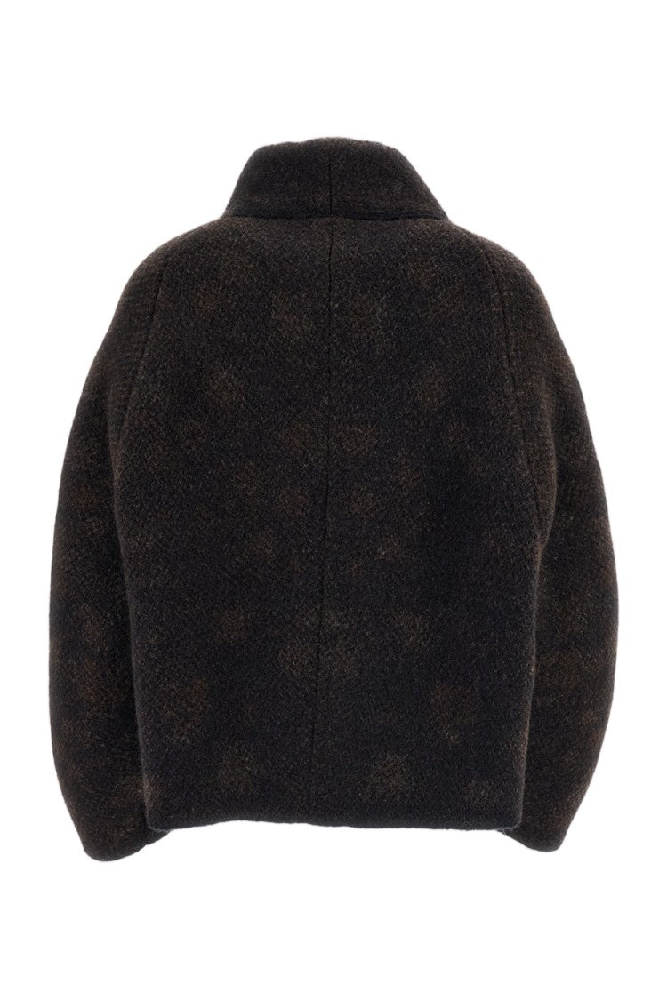 Boboutic Reversible Wool-Blend High Collar Knit Jacket