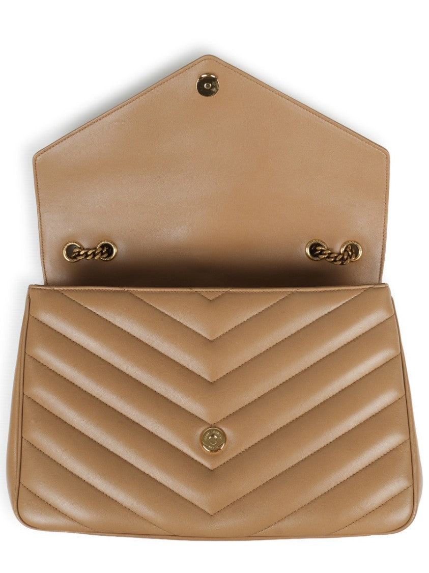Saint Laurent Brown Loulou Lamb Leather Handbag