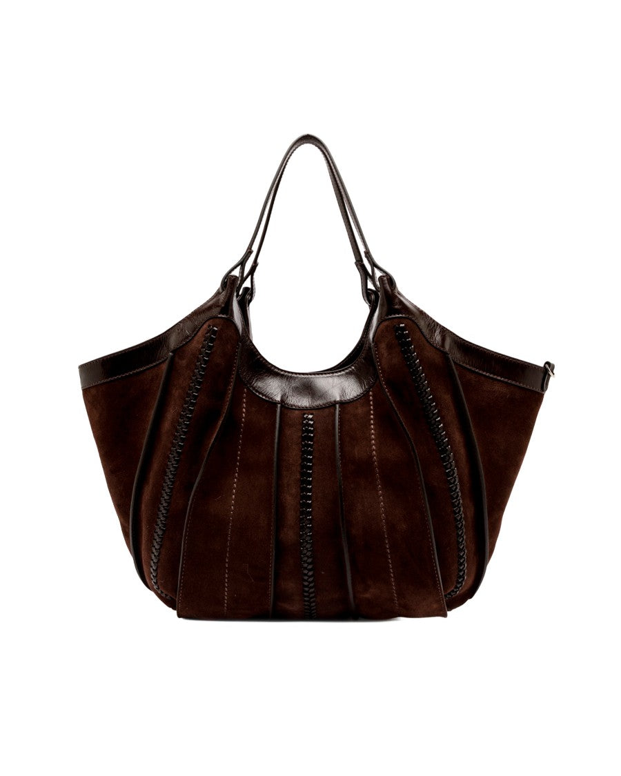 Gianni Chiarini Suede Leather Handbag With Hammered Leather Trims