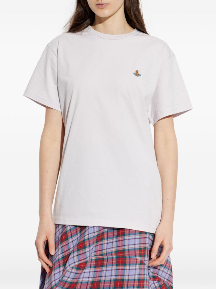 Vivienne Westwood Off-White Embroidered Round Neck Short T-Shirt