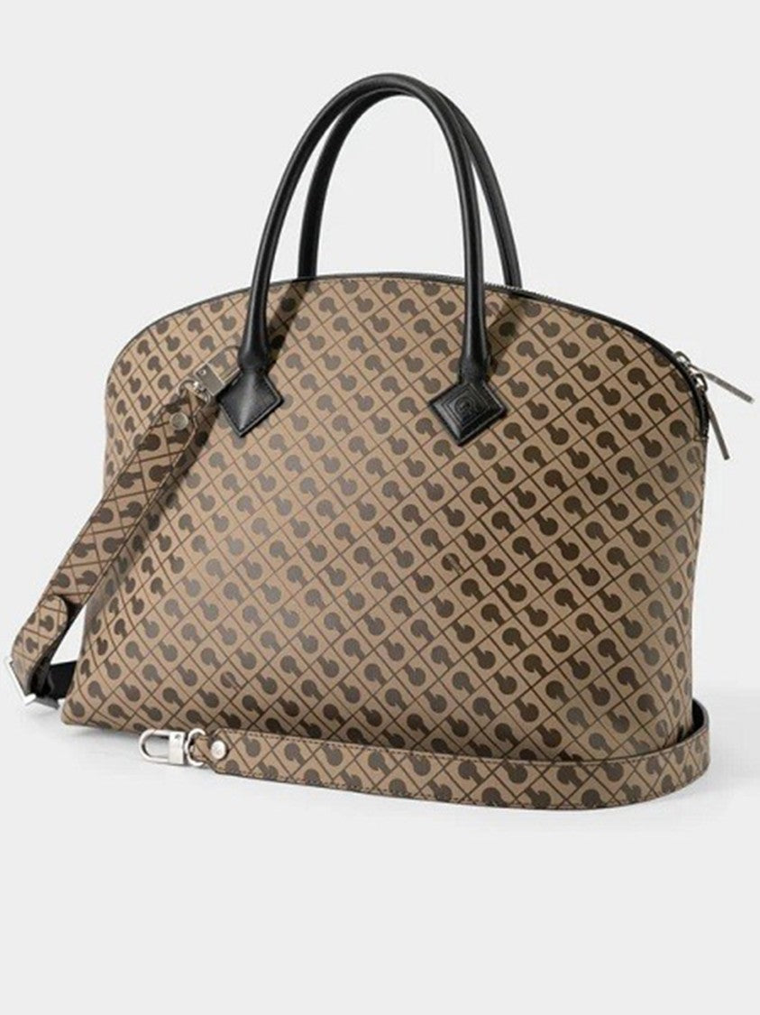Gherardini Large Brown Geometric Pattern Bowling Handbag