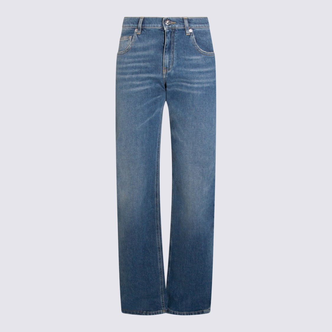 Blumarine Straight-Leg Jeans With Embroidered Logo Detail