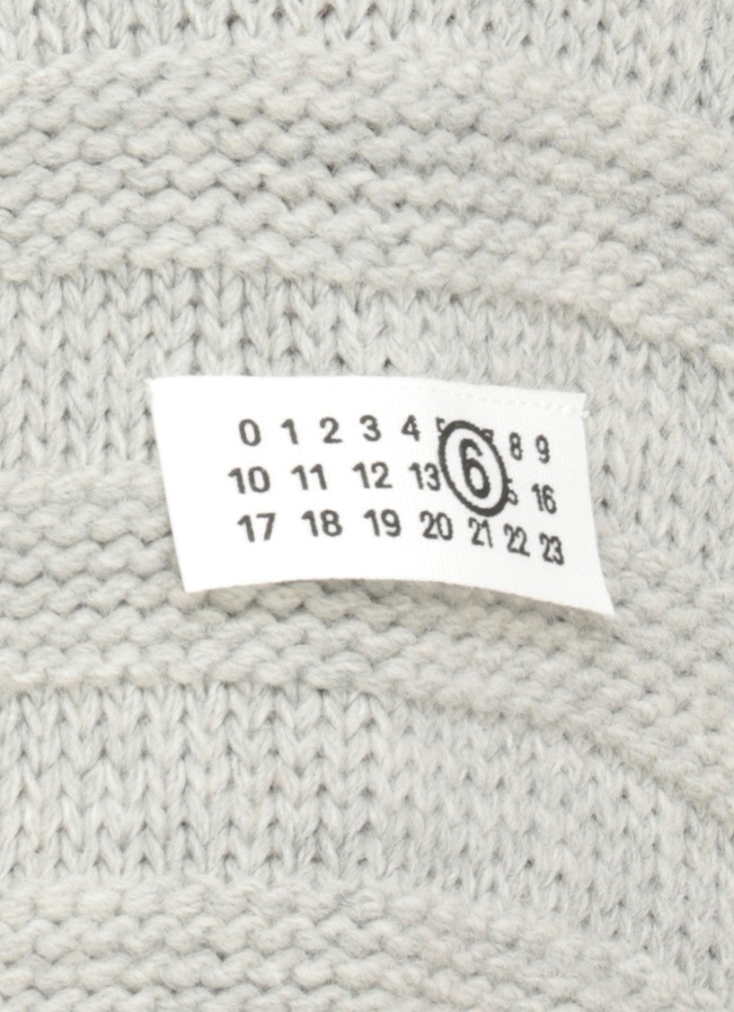 Mm6 By Maison Margiela Wool Blend Sweater With Numeric Logo Patch And Cut-Out Details
