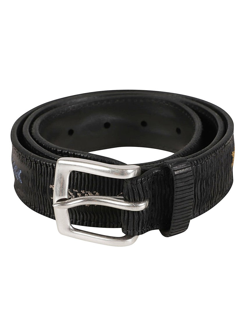 Orciani Blade Sioux Textured Embroidered Arrow Calf Leather Belt