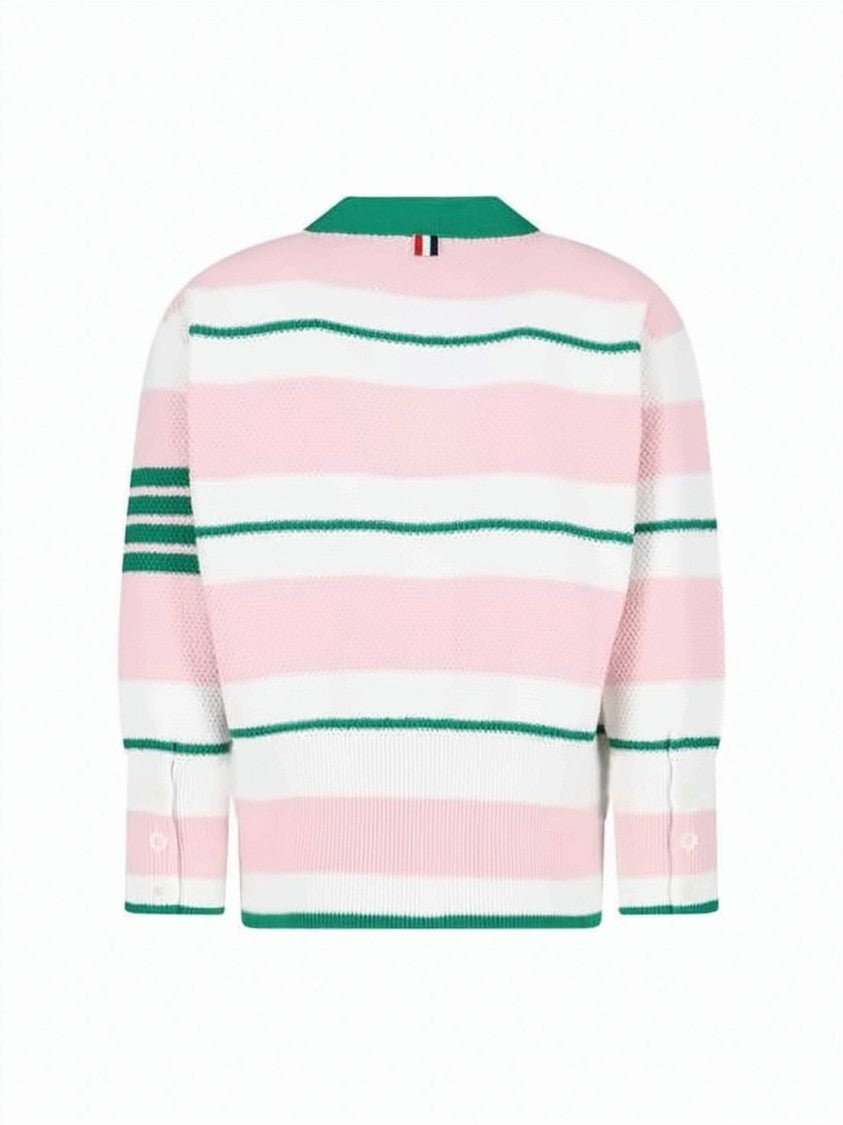 Thom Browne Thom Browne Deep V-Neck Cardigan With Horizontal Stripe Detail