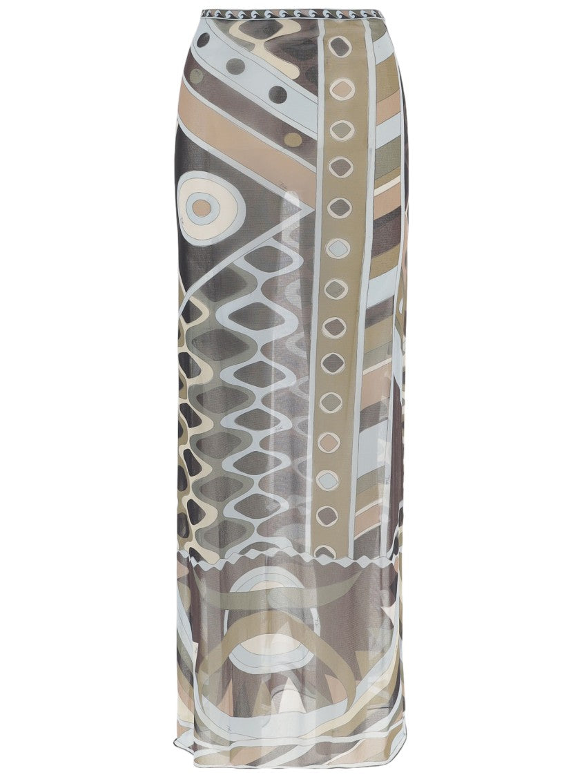 Emilio Pucci Long Silk Skirt With Vivara Print