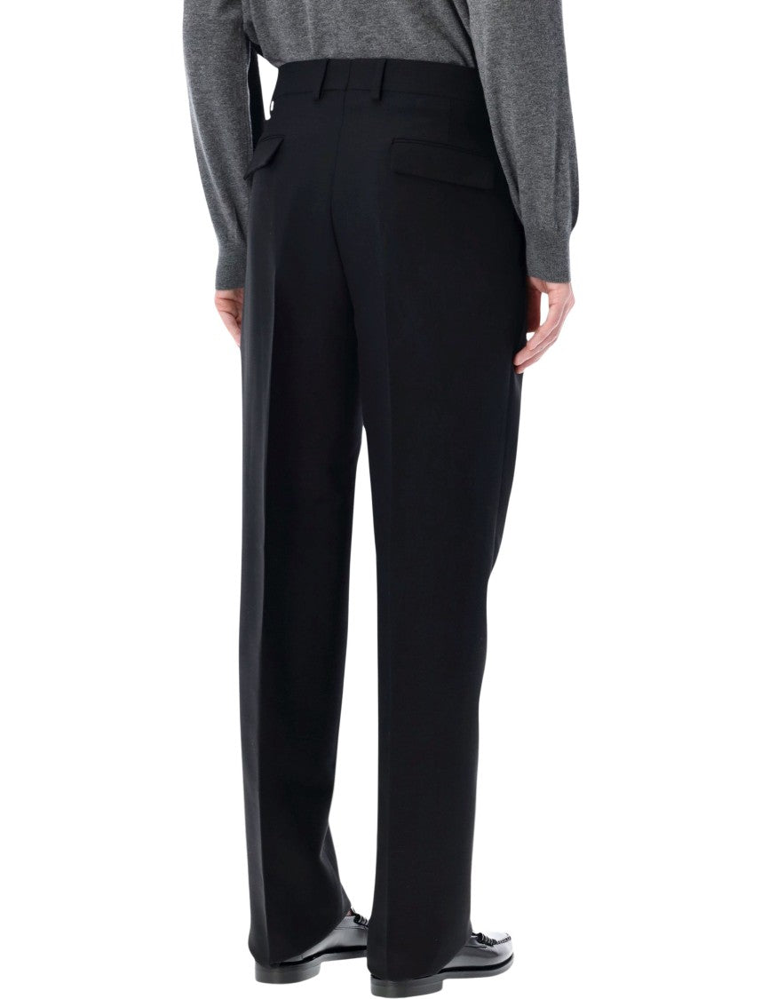 Ferragamo Black Tailored Wool Trousers With Pleats