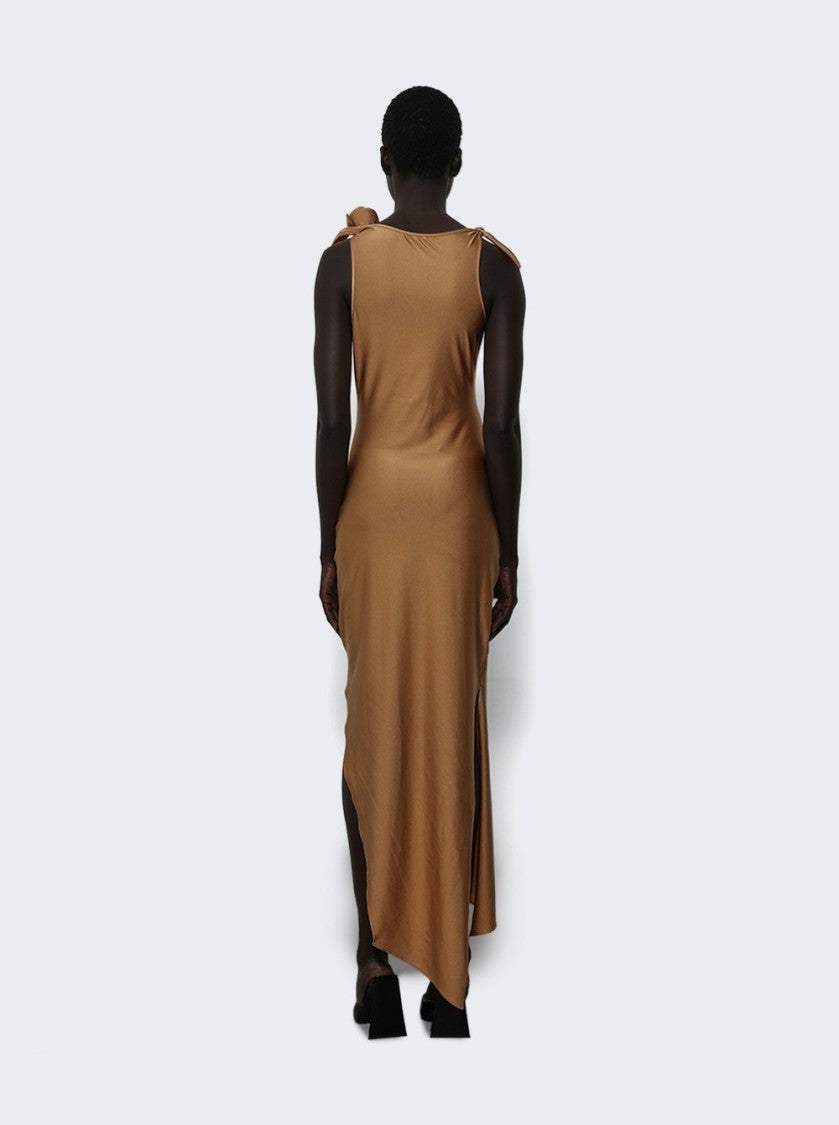 Coperni Asymmetric Flower Gown Brown