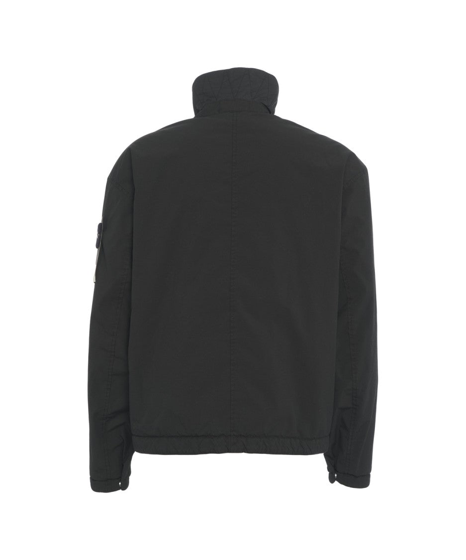Stone Island Black Jacket With High Collar