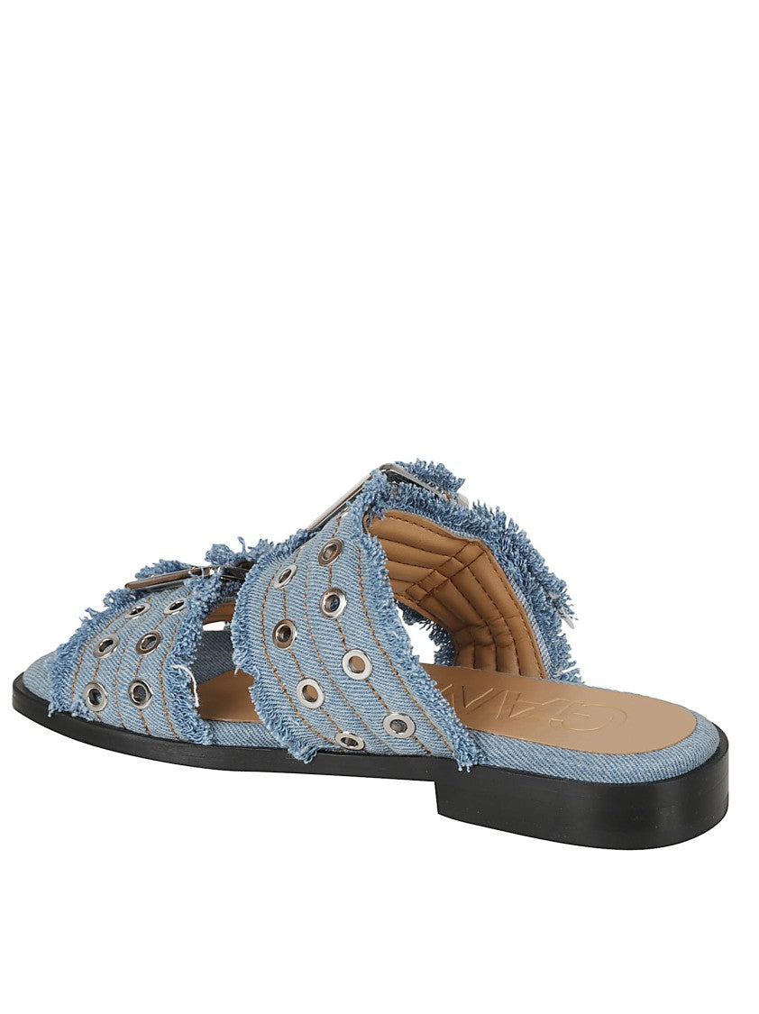 Ganni Light Blue Double-Strap Sandals