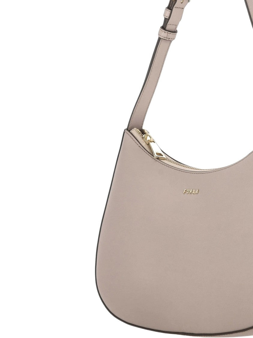 Furla Curved Calf Leather Shoulder Bag With Gold-Tone Fittings
