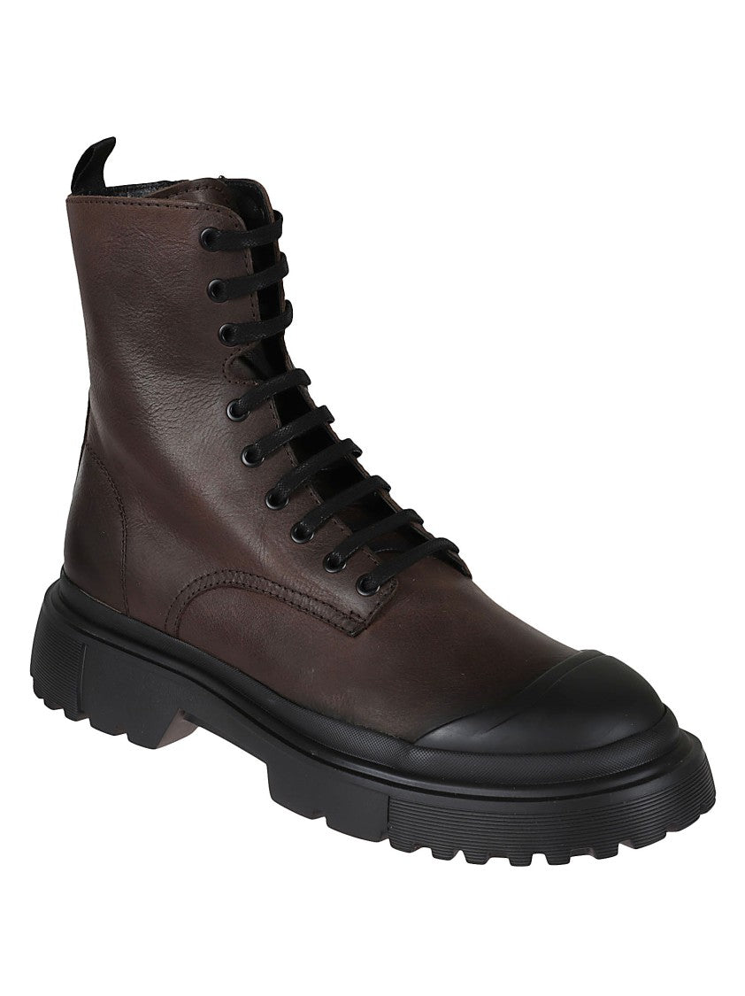 Hogan Ankle-High Brown Leather Boots