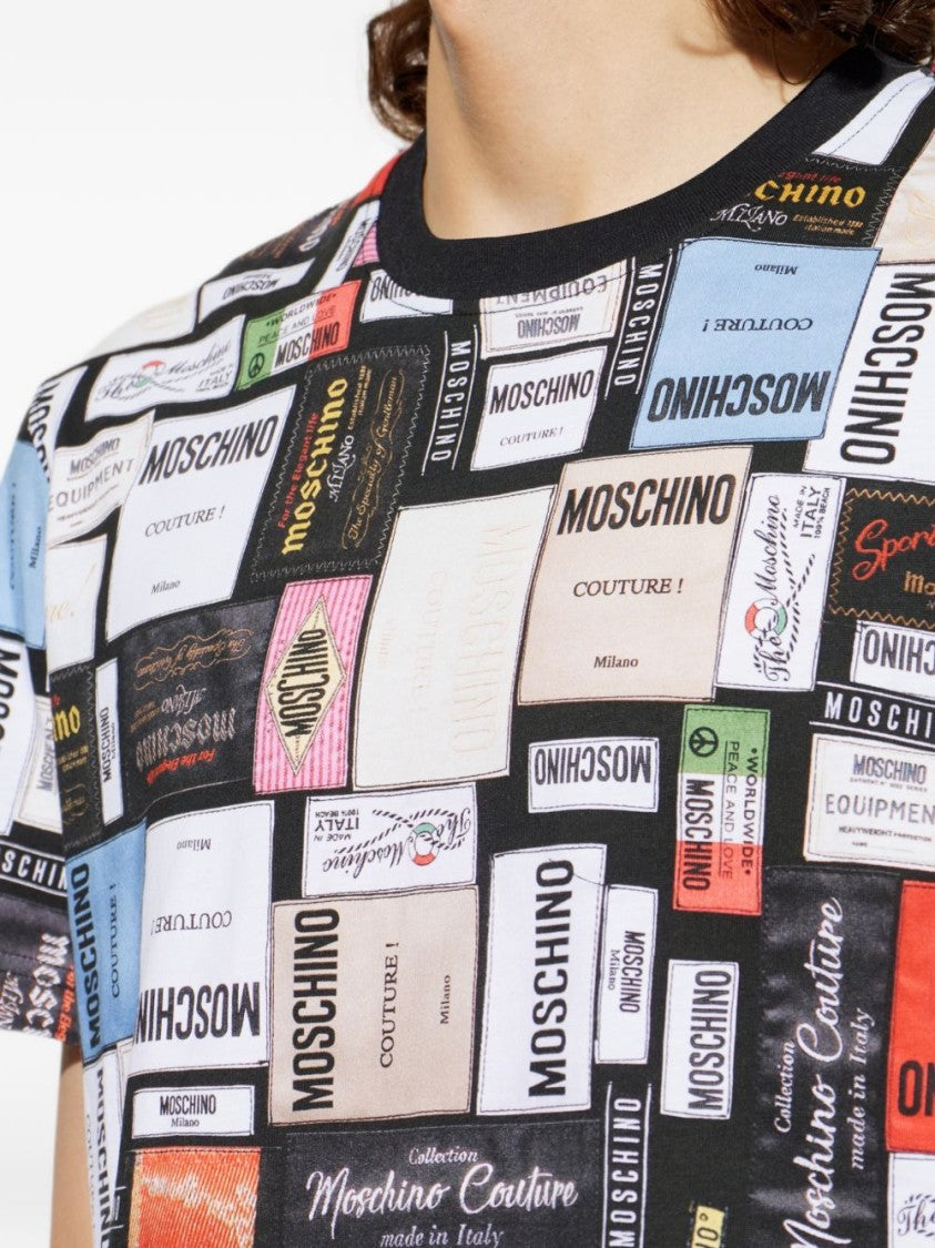Moschino Vibrant Printed Silk And Nylon T-Shirt With Crew Neckline