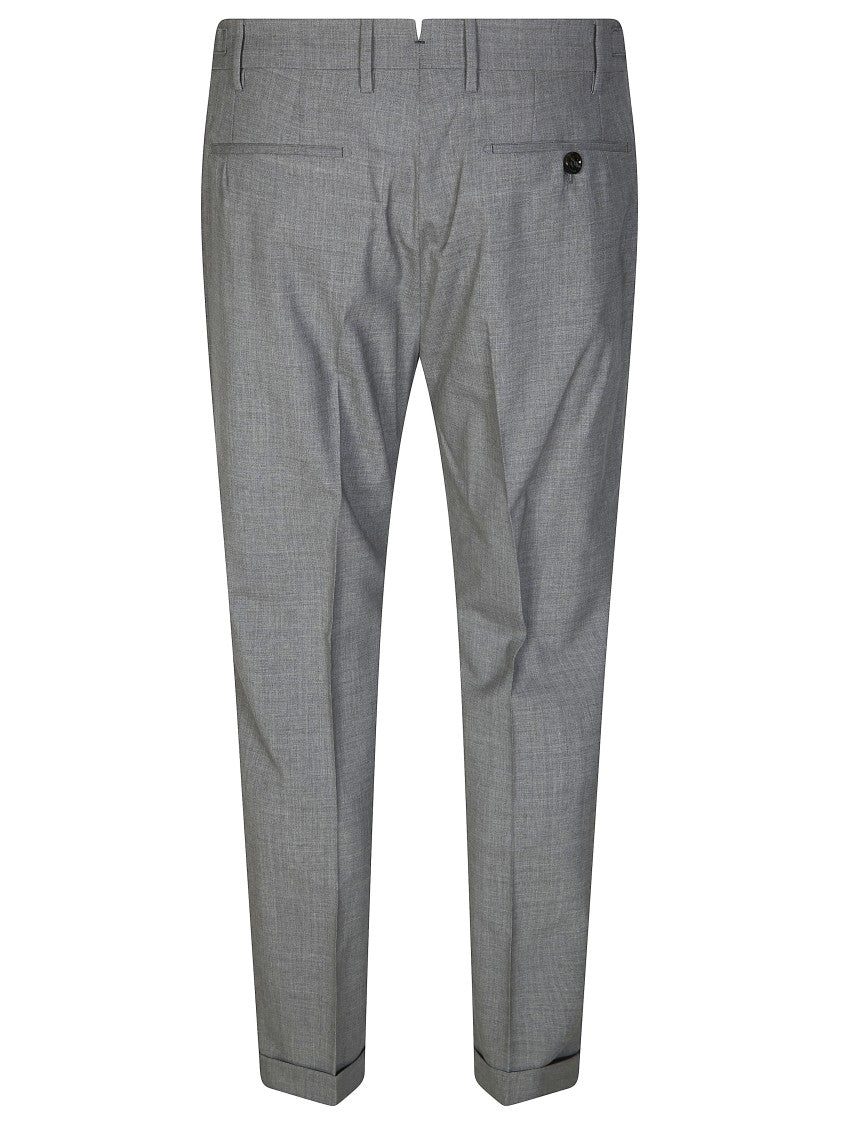 Berwich Light Grey Relaxed Fit Nos Pleated Trousers