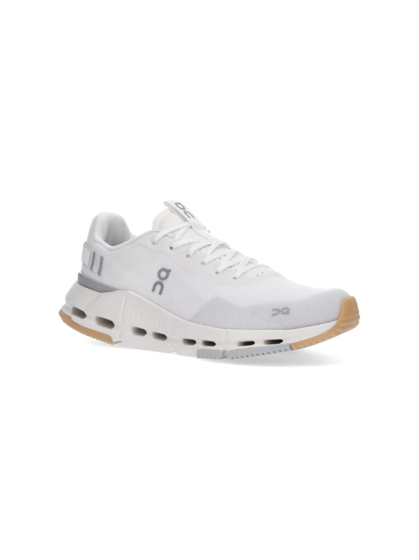 On White Flexible Design Gum Sole Sneakers