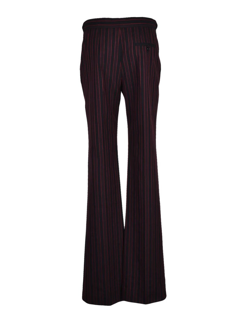Alexander Mcqueen Black/Red Pinstripe Straight-Leg Wool Pants