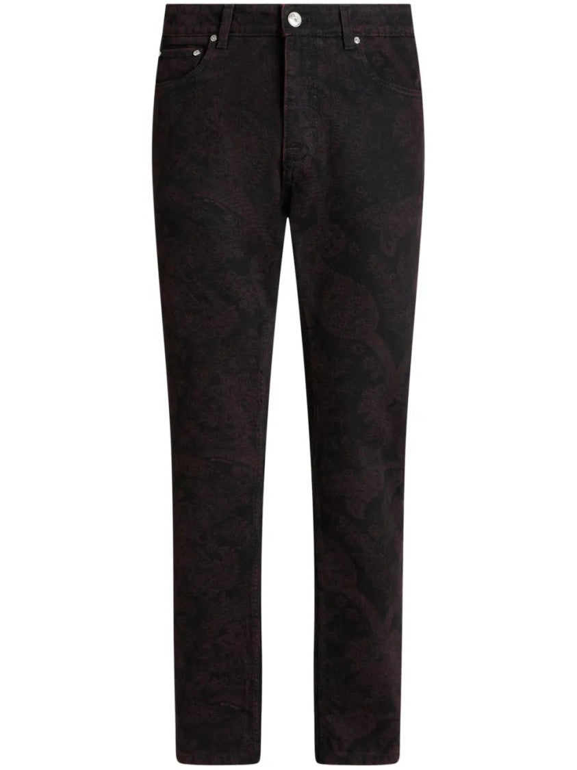 Etro Paisley-Pattern Slim-Fit Jeans