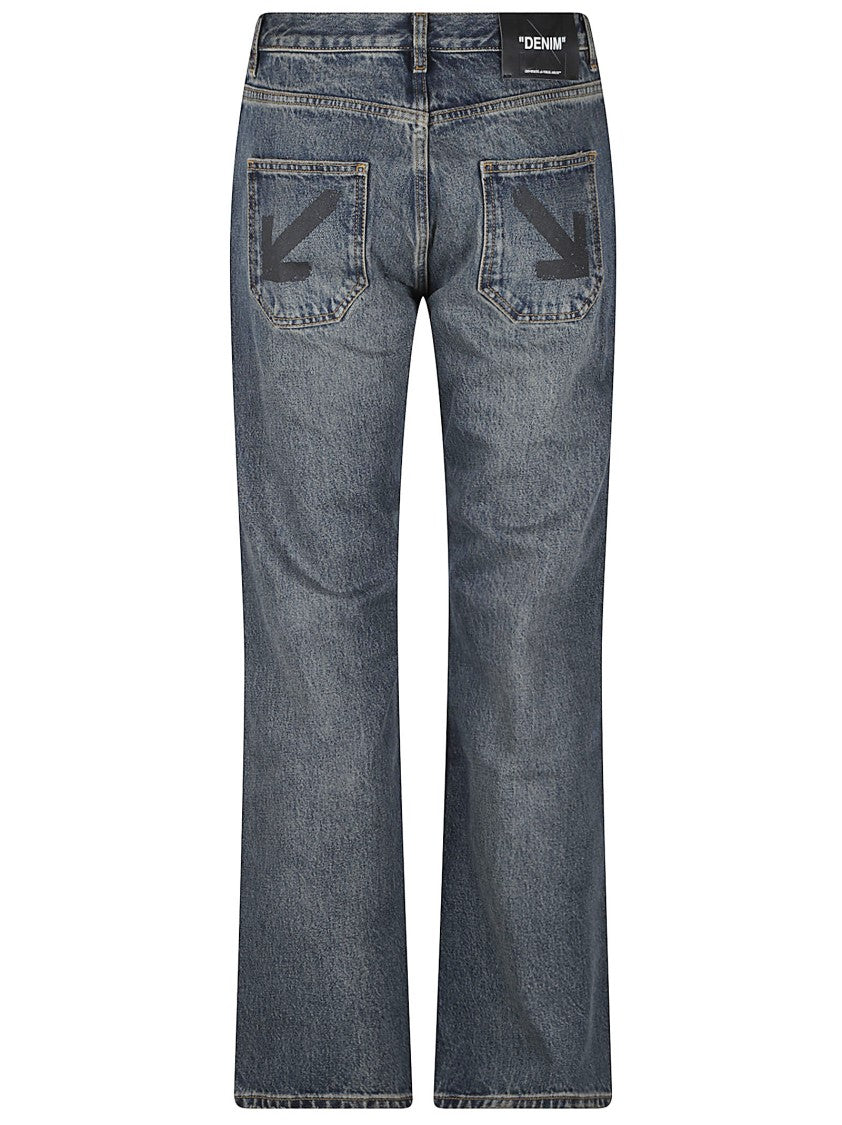 Off-White Straight-Leg Denim Jeans With Distinctive Arrow Graphics