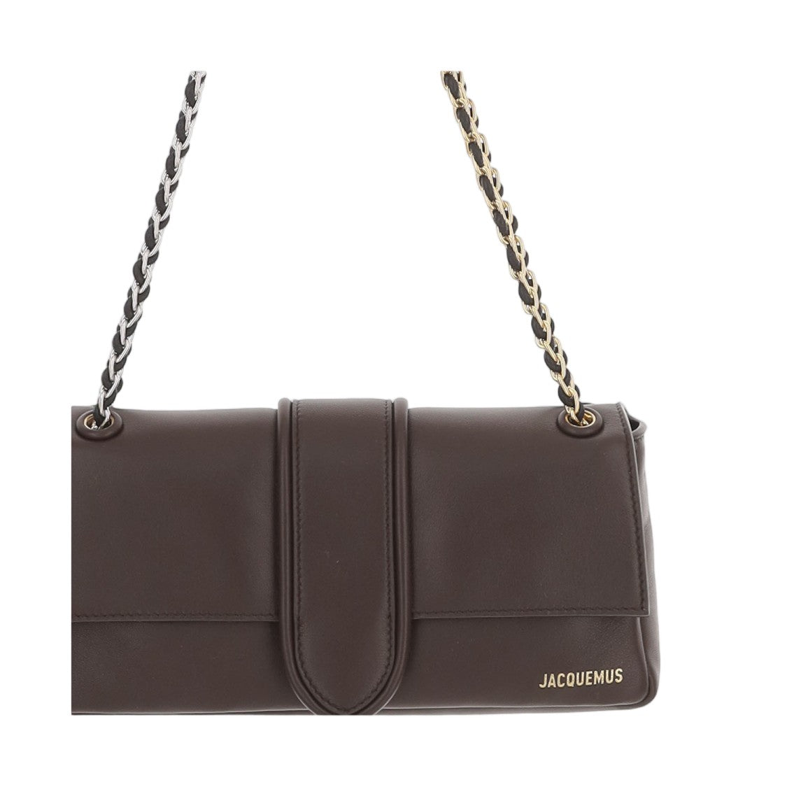 Jacquemus Dark Brown Chaine Two-Tone Chain Lambskin Shoulder Bag