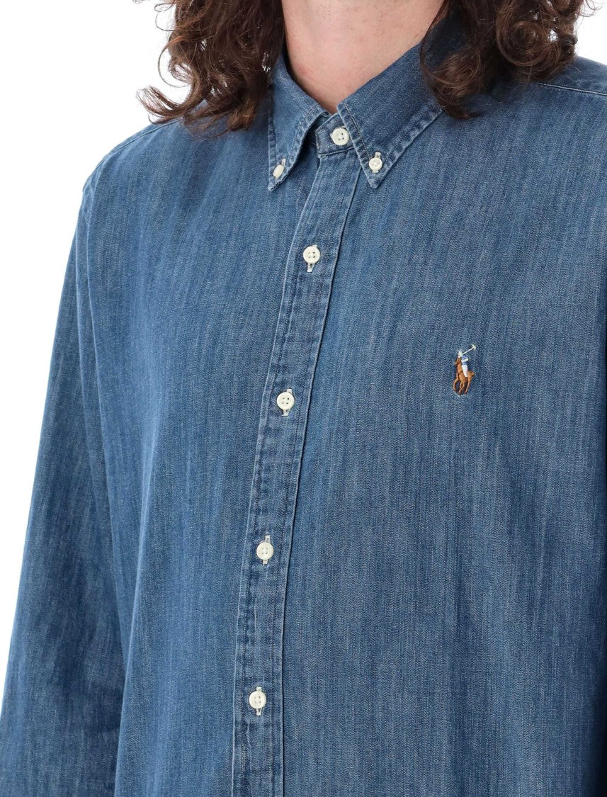 Polo Ralph Lauren Button-Down Denim Shirt With Embroidered Logo