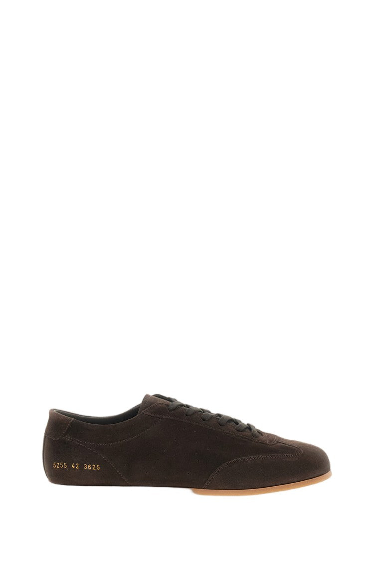 Common Projects Brown Gold-Tone Serial Number Driving Suede Low-Top Sneakers