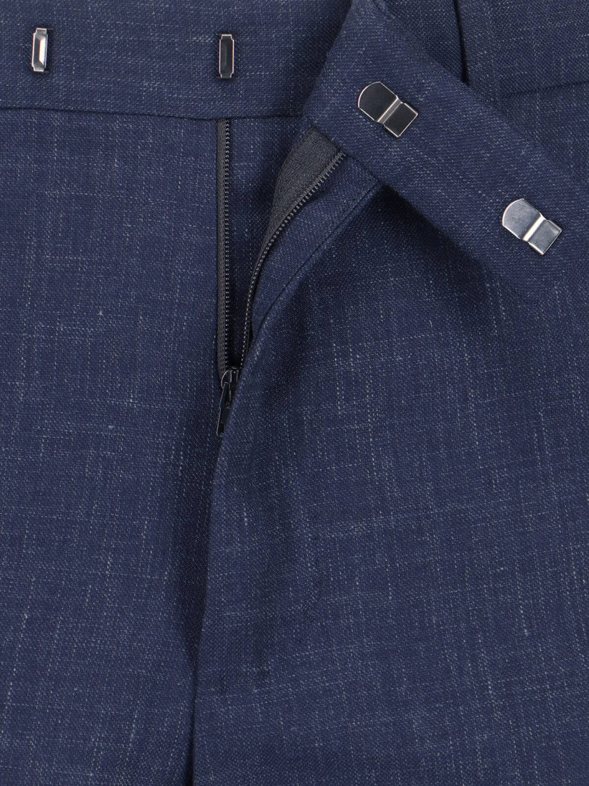 Zegna Navy Single-Breasted Wool-Linen Tailored Suit