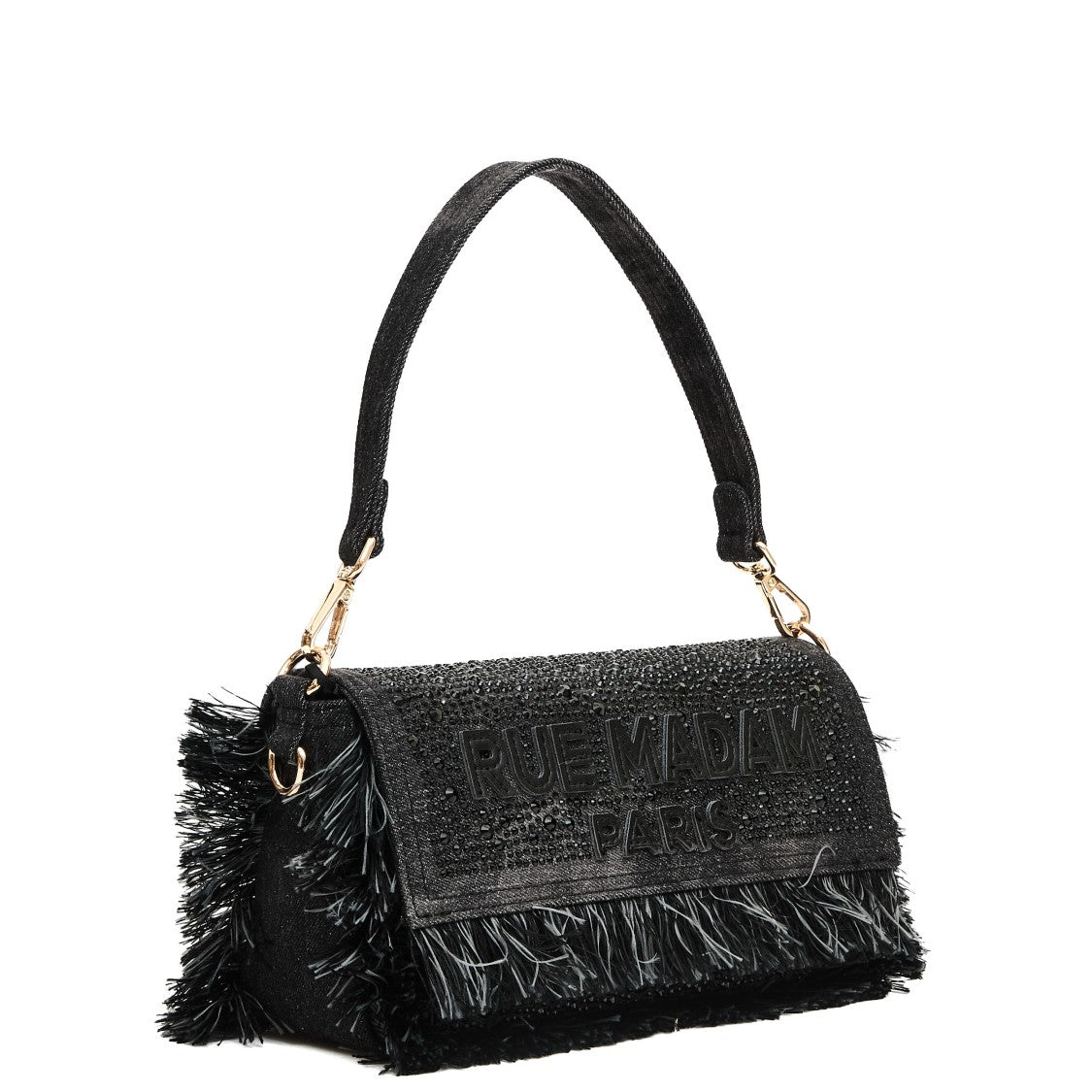 Rue Madame Rectangular Grey Denim Shoulder Bag