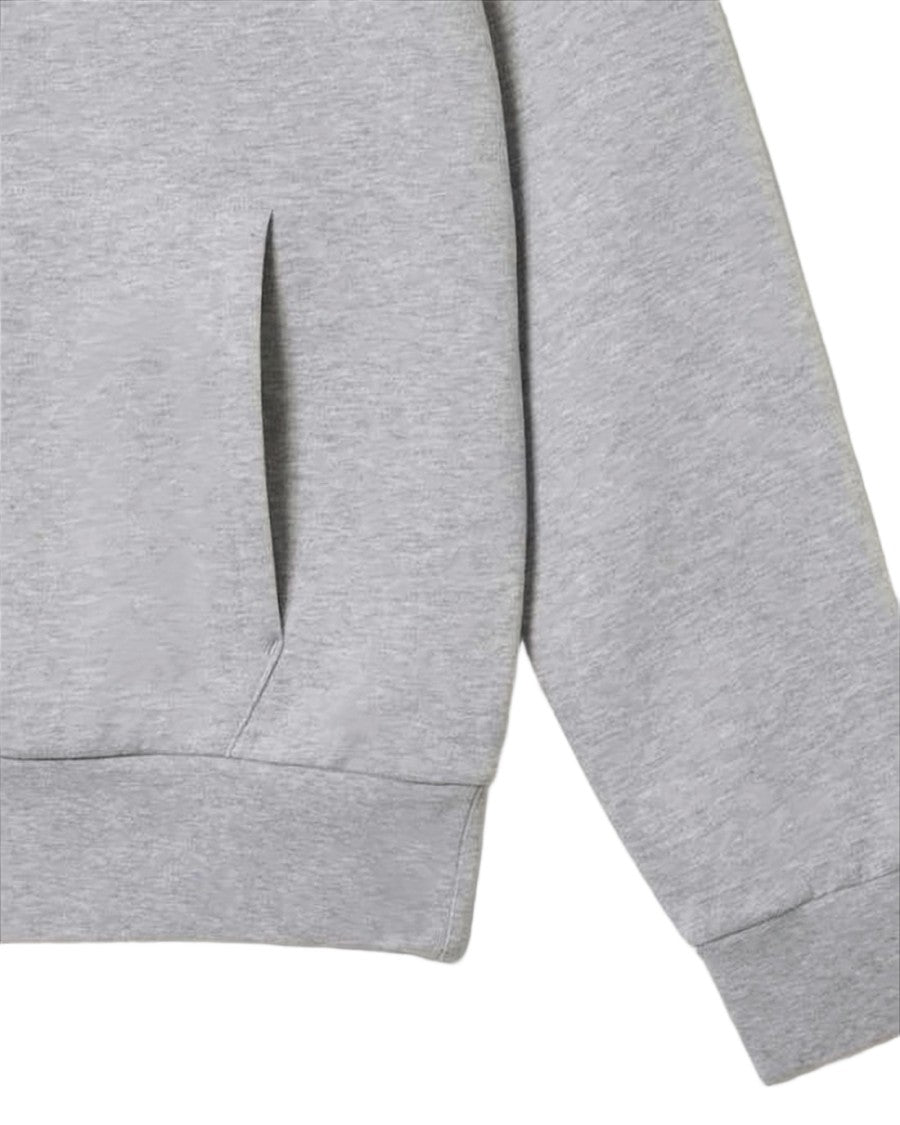 Lacoste Grey Pullover Hoodie With Front Kangaroo Pocket