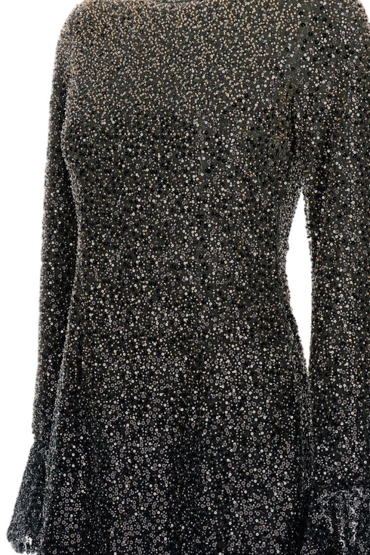 Rotate Fully Embellished Mini Dress With Flared Cuffs