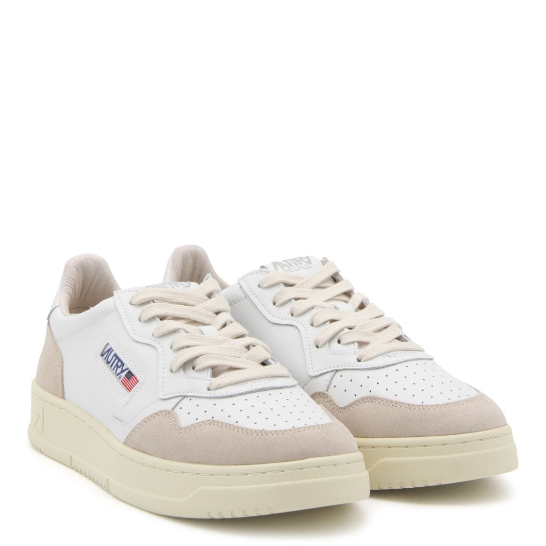 Autry White And Beige Leather Action Sneakers