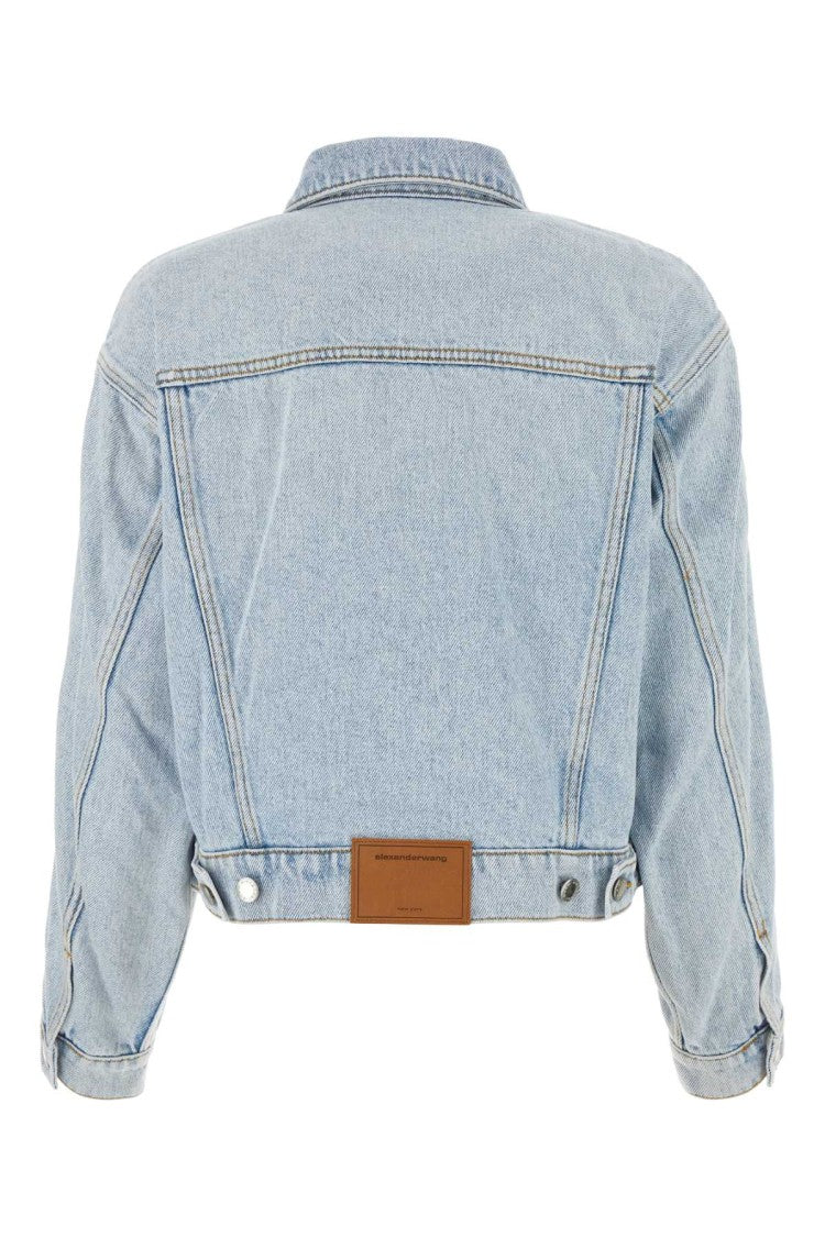 Alexander Wang Cropped Denim Jacket With Classic Collar