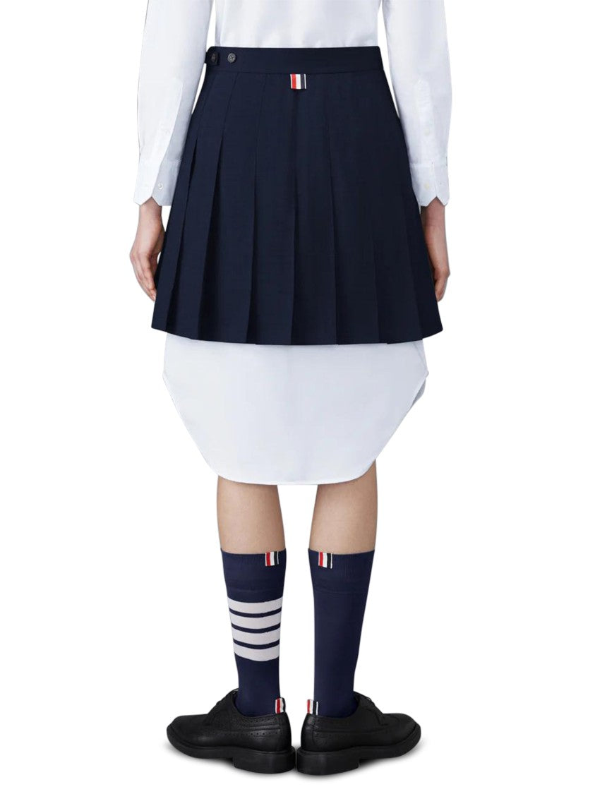 Thom Browne Thigh-Length Pleated Skirt With Dropped Back Design