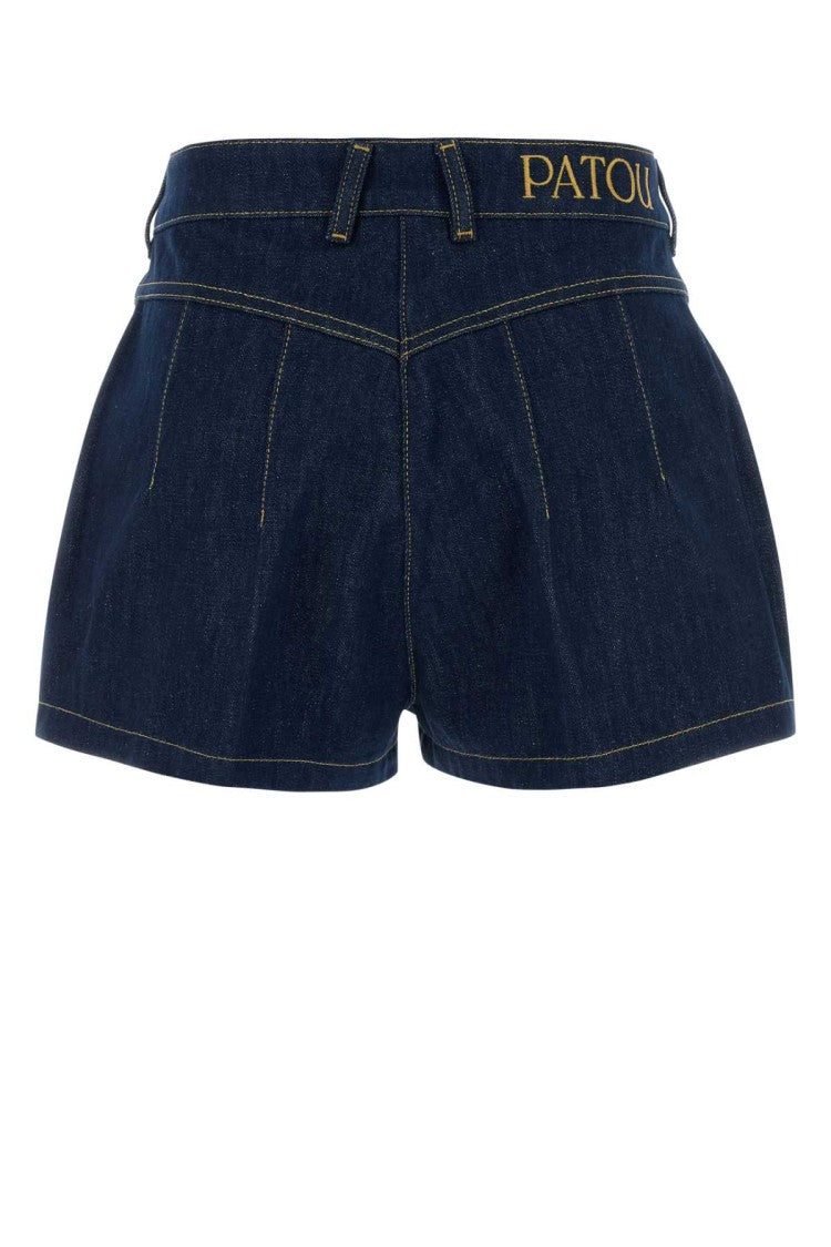 Patou High-Waisted Denim Shorts With Unique Decorative Loops