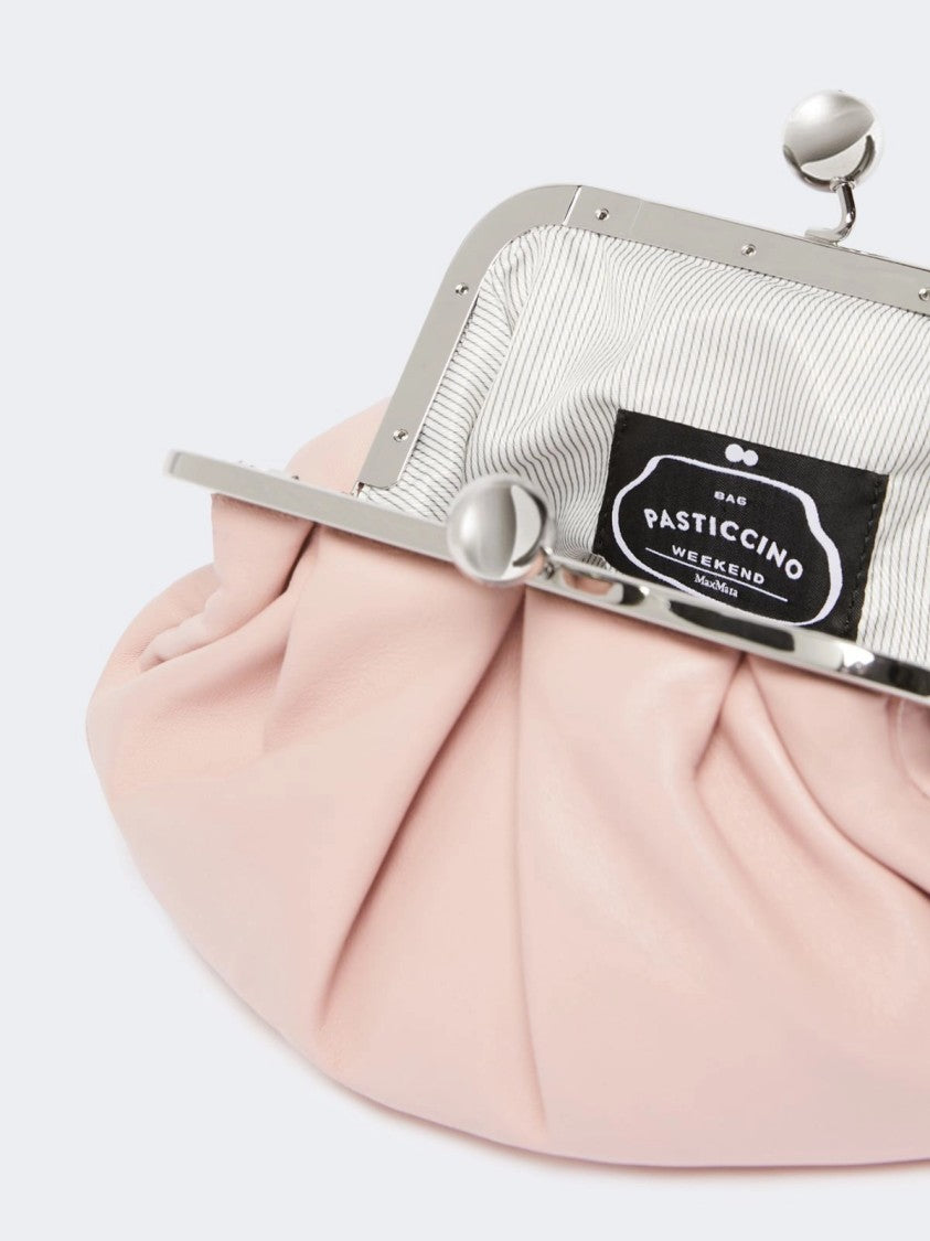Max Mara Prati Soft Pleated Clutch Bag In Pale Pink Lambskin