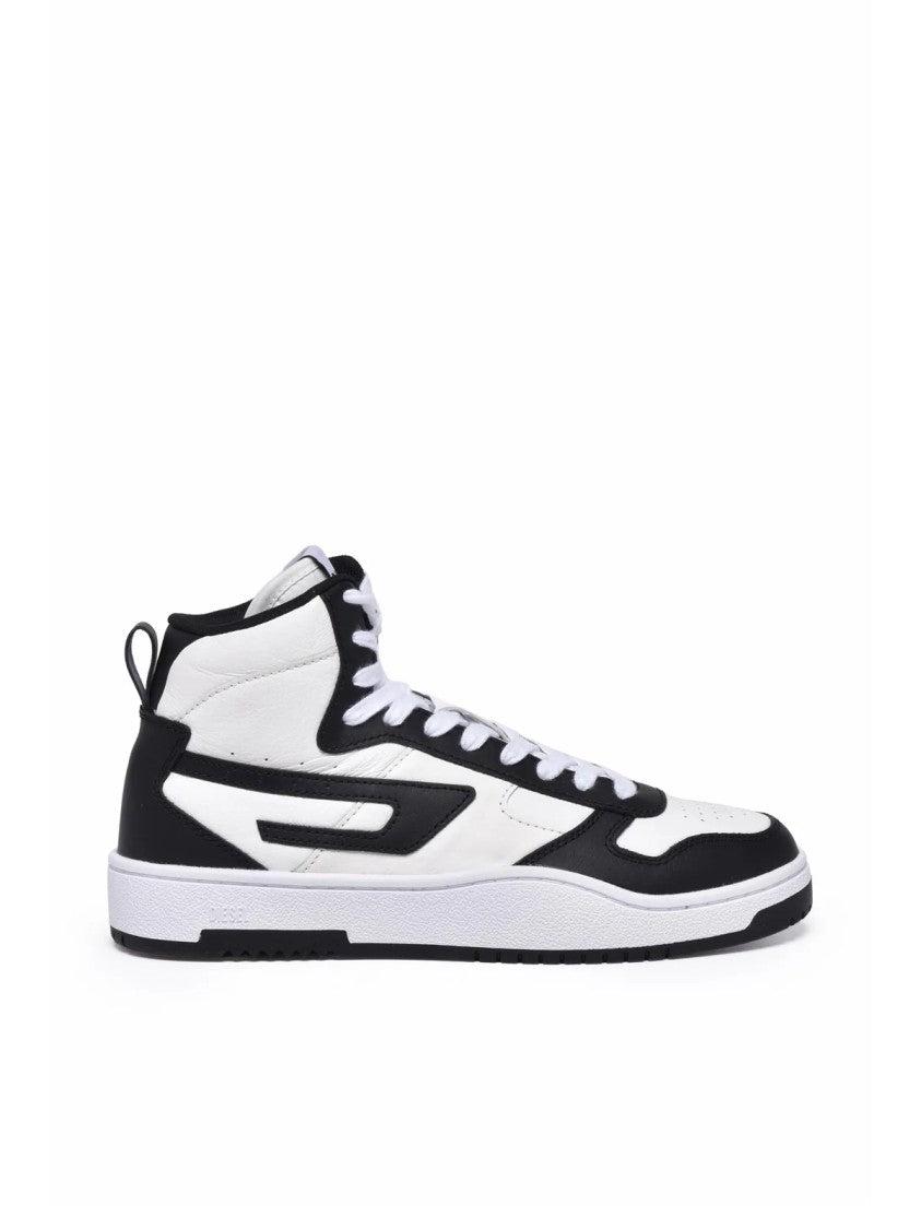 Diesel White-Black Leather Ukiyo Sneakers