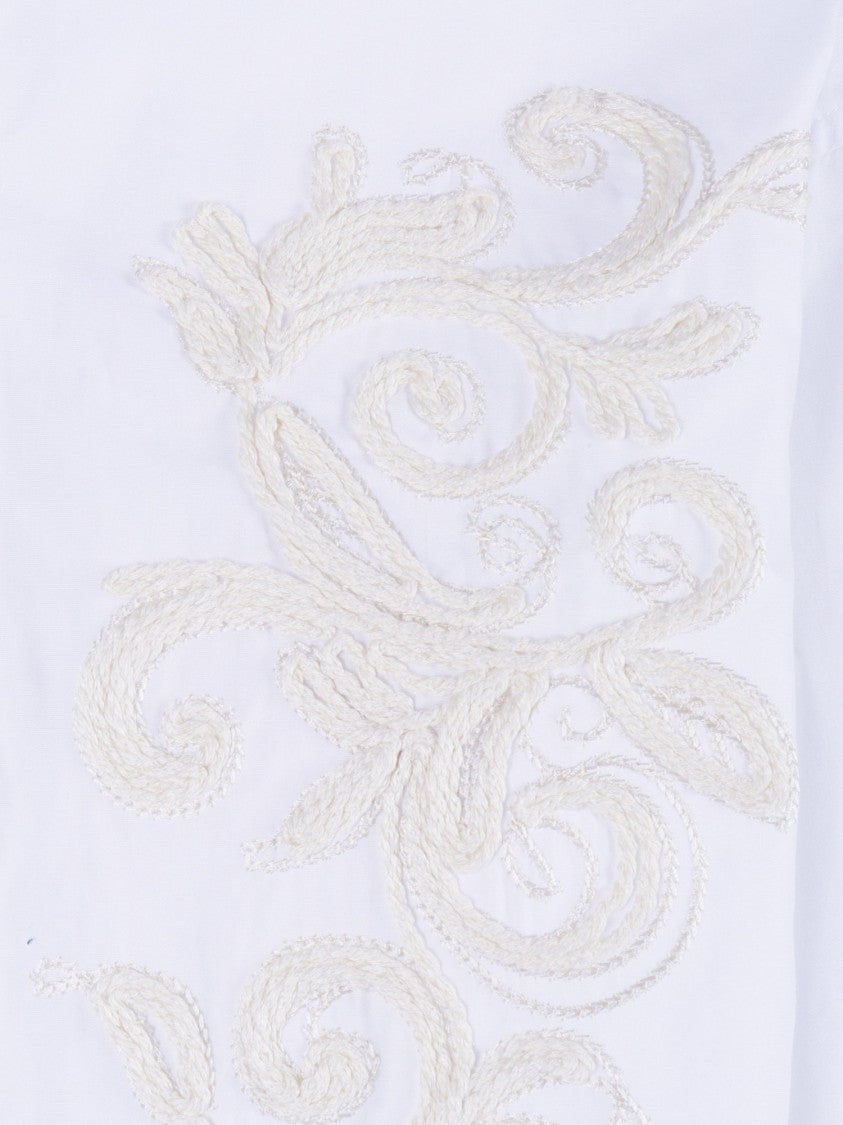 Ermanno Scervino White Embroidered Pleated Shirt