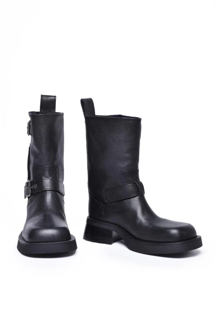 Miista Black Biker Ankle Boots