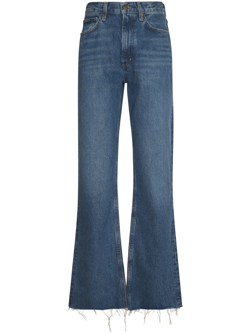 Agolde Flared High-Waist Jeans With Raw Hem