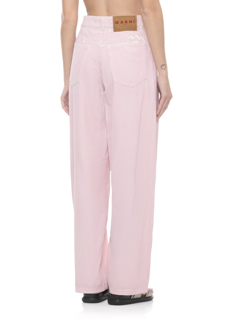 Marni Pink All-Over Detail Cotton Jeans