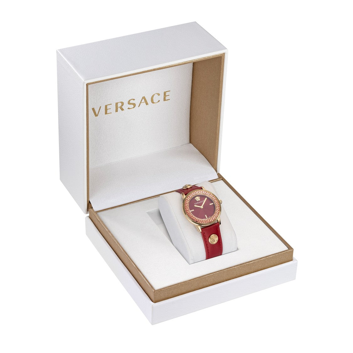 Versace Gold-Tone Stainless Steel Analog Watch With Red Dial