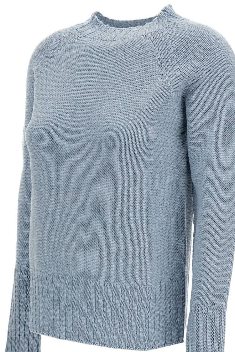 Drumohr Light Blue Raglan Merino Wool Mock-Neck Sweater