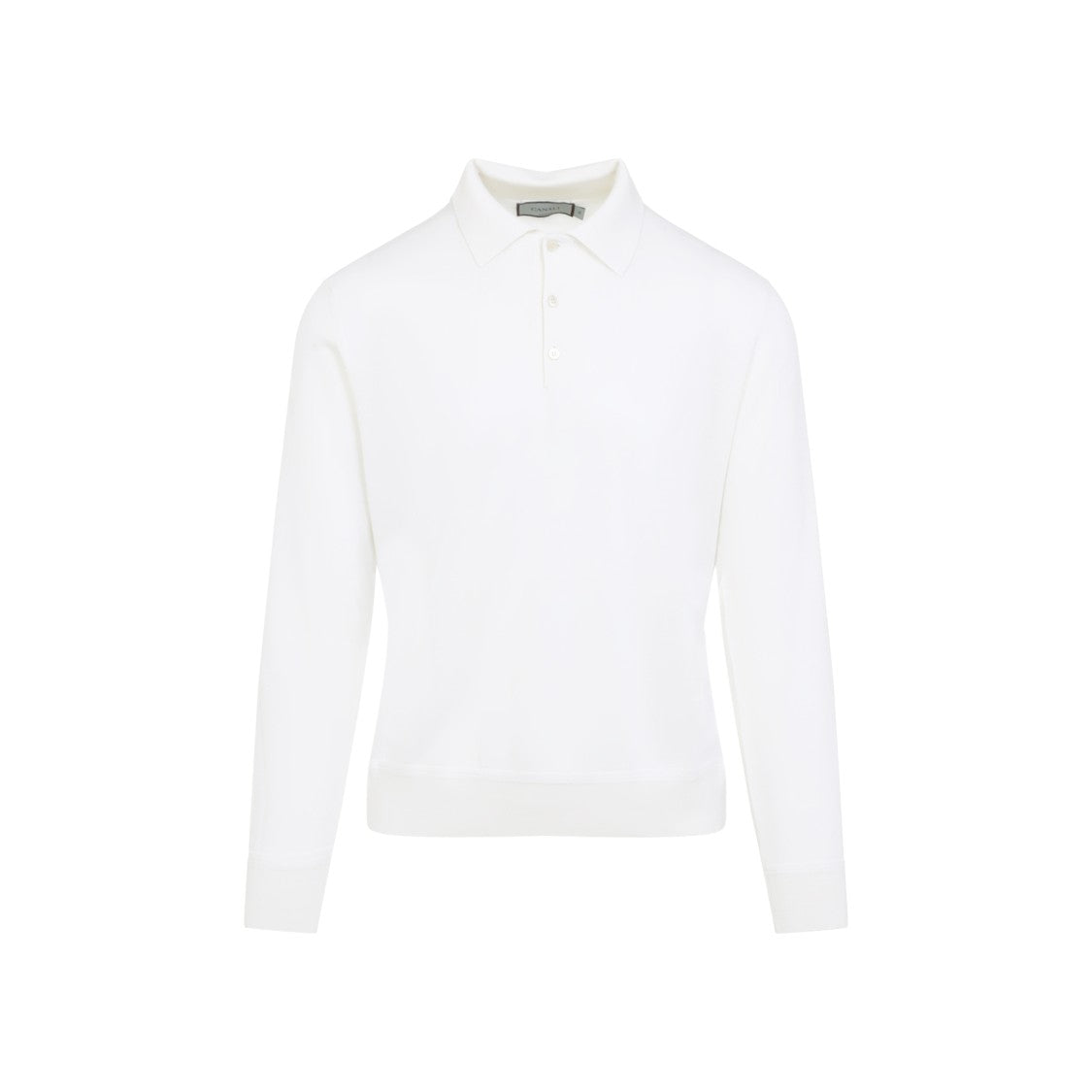 Canali White Wool Long Sleeves Polo