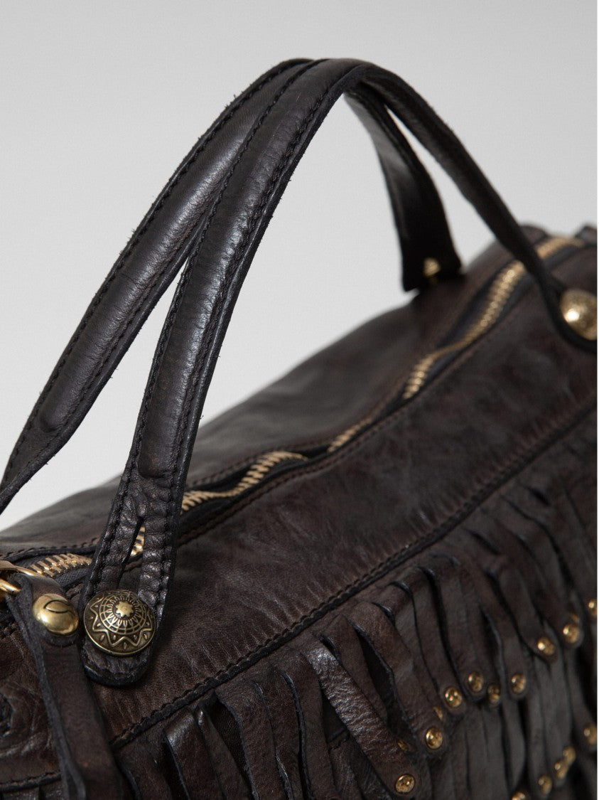 Campomaggi Layered Leather Shoulder Bag With Brass Accents