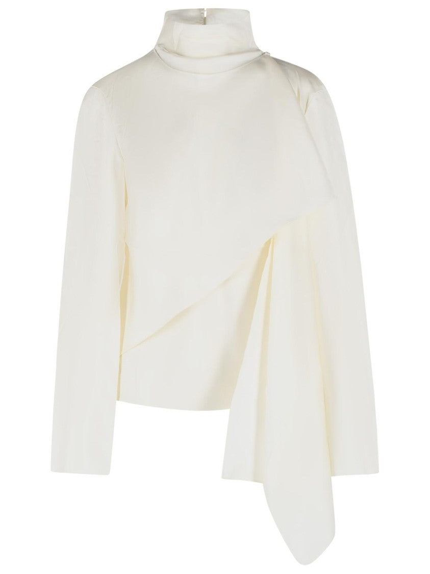 Róhe Cream Silk Scarf Blouse