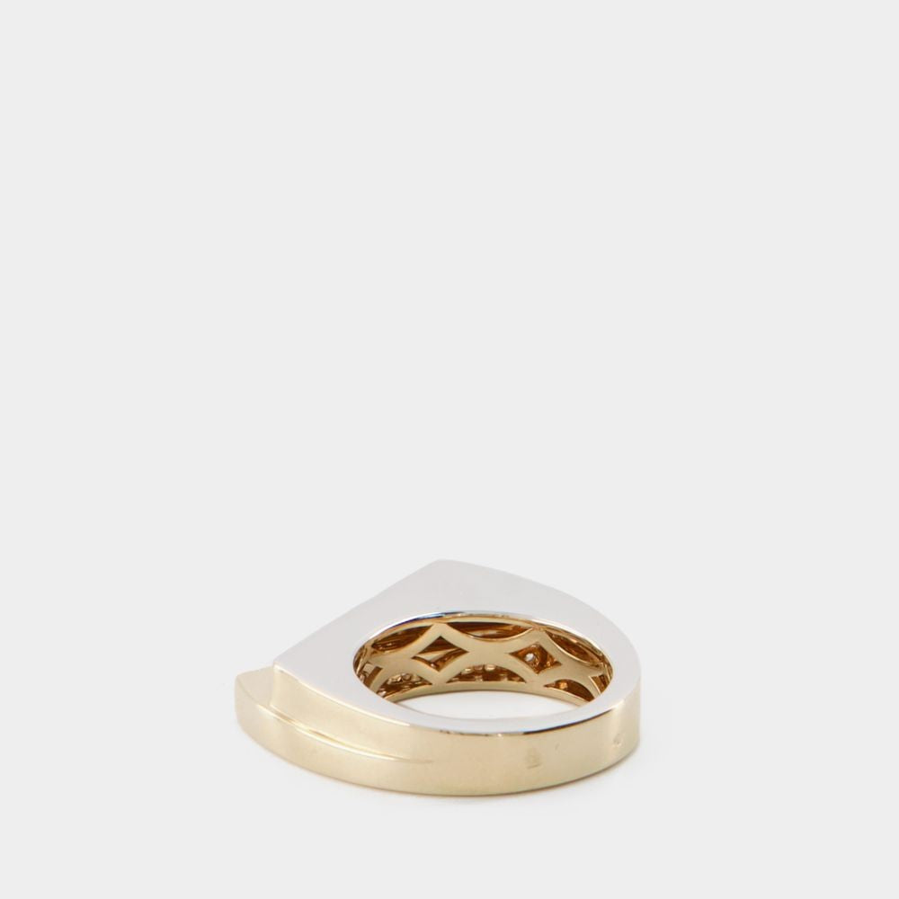 Rainbow K Handcuff Double Ring - Yellow - 9K Gold