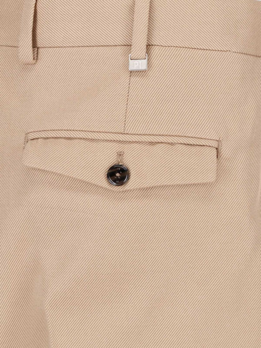 Pt Torino Beige Tailored Straight-Leg Virgin Wool-Blend Pants