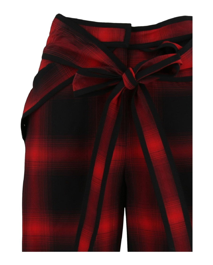 Stella Mccartney High-Rise Tapered Silk Trousers With Checkered Print