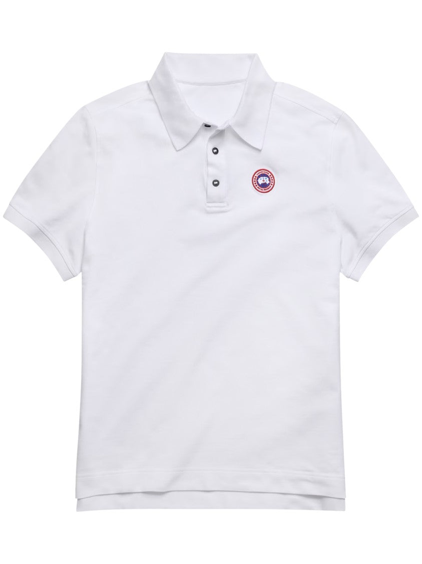 Canada Goose White Polo Shirt With Traditional Collar