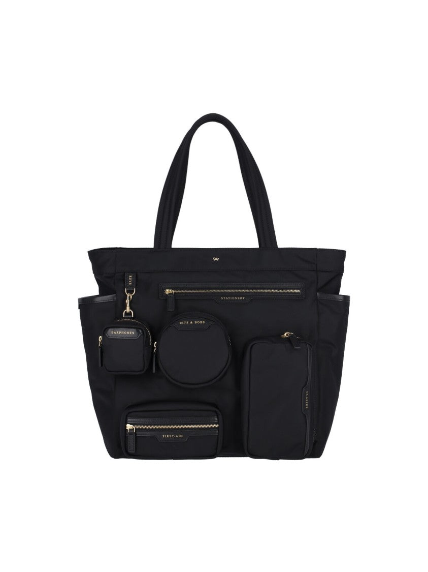 Anya Hindmarch Black Commuter Multi-Pocket Nylon Tote