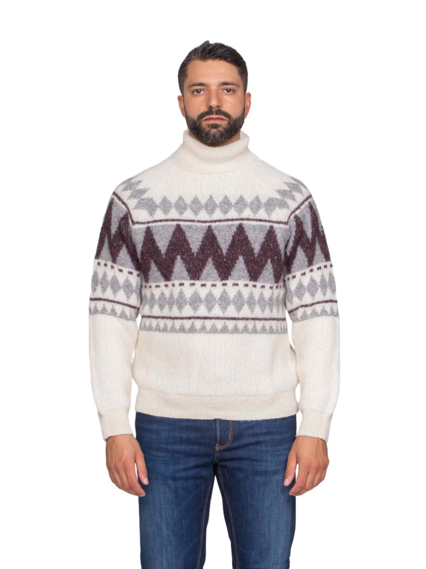Peserico Geometric Pattern Knit Sweater With High Turtleneck